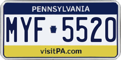 PA license plate MYF5520