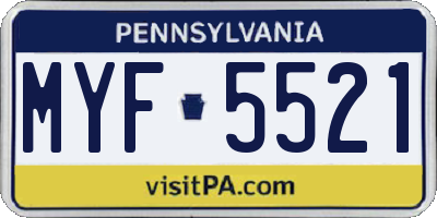 PA license plate MYF5521