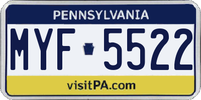 PA license plate MYF5522