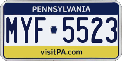 PA license plate MYF5523