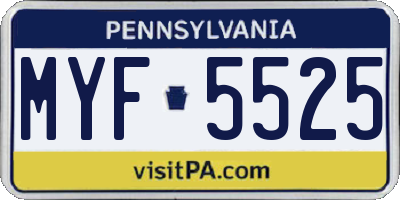 PA license plate MYF5525