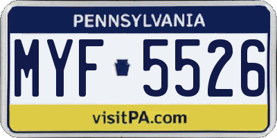 PA license plate MYF5526