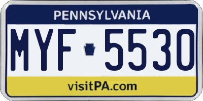PA license plate MYF5530