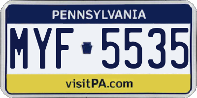PA license plate MYF5535
