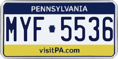 PA license plate MYF5536