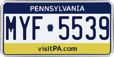 PA license plate MYF5539
