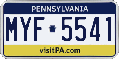 PA license plate MYF5541