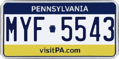 PA license plate MYF5543