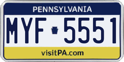 PA license plate MYF5551