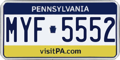 PA license plate MYF5552