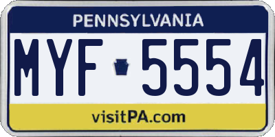 PA license plate MYF5554