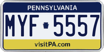 PA license plate MYF5557