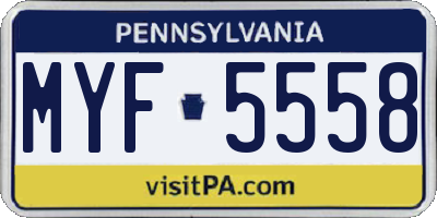 PA license plate MYF5558