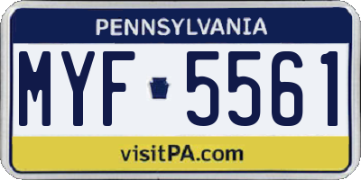 PA license plate MYF5561