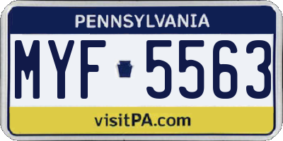 PA license plate MYF5563