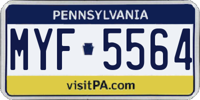 PA license plate MYF5564