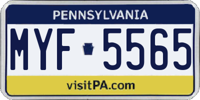 PA license plate MYF5565