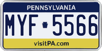 PA license plate MYF5566