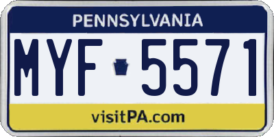 PA license plate MYF5571