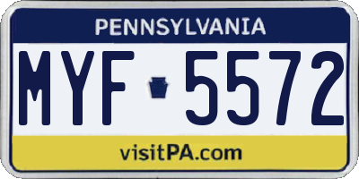 PA license plate MYF5572
