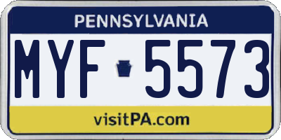 PA license plate MYF5573