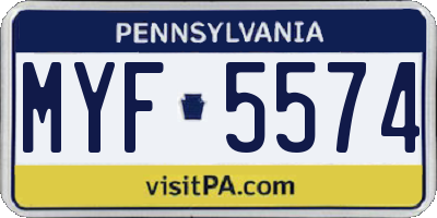 PA license plate MYF5574