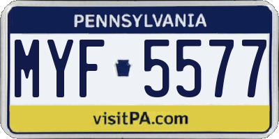PA license plate MYF5577