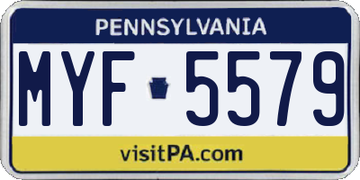 PA license plate MYF5579