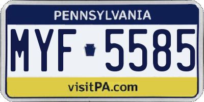 PA license plate MYF5585