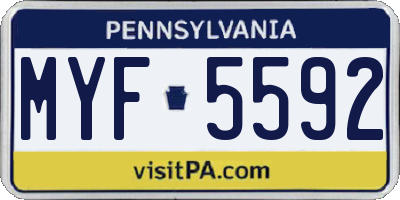 PA license plate MYF5592