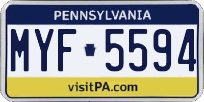 PA license plate MYF5594