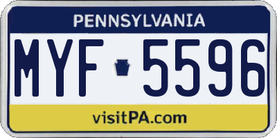 PA license plate MYF5596