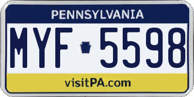 PA license plate MYF5598