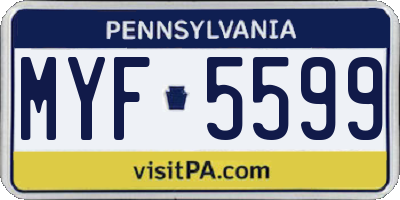 PA license plate MYF5599