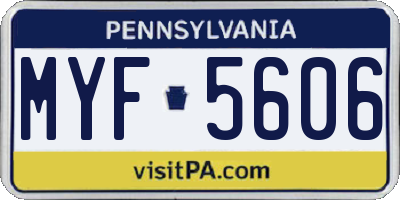PA license plate MYF5606