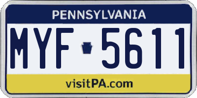 PA license plate MYF5611