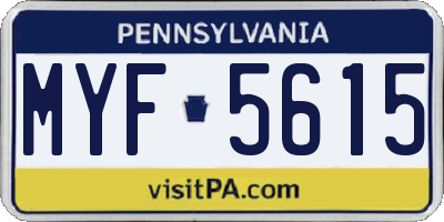 PA license plate MYF5615