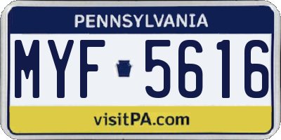 PA license plate MYF5616