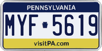 PA license plate MYF5619