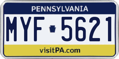 PA license plate MYF5621
