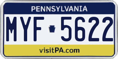 PA license plate MYF5622