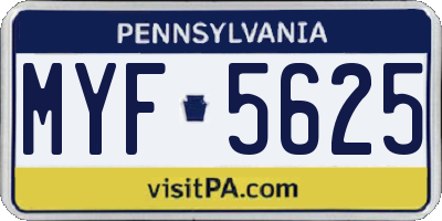 PA license plate MYF5625