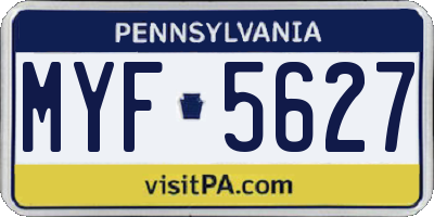 PA license plate MYF5627