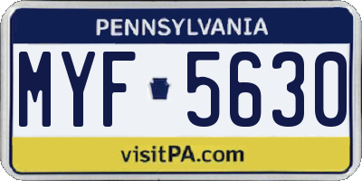 PA license plate MYF5630