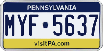 PA license plate MYF5637