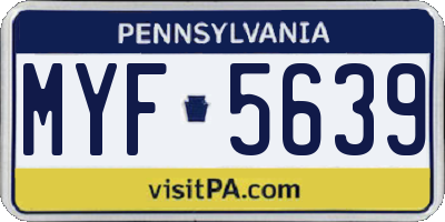 PA license plate MYF5639