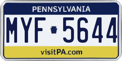 PA license plate MYF5644