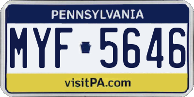 PA license plate MYF5646