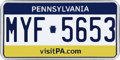 PA license plate MYF5653