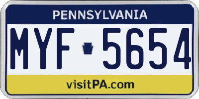 PA license plate MYF5654